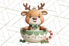 Christmas Teacup Clipart PNG Cute Holiday Characters Product Image 4