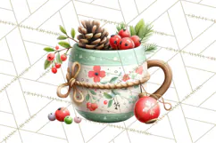 Christmas Teacup Clipart PNG Cute Holiday Characters Product Image 2