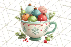 Christmas Teacup Clipart PNG Cute Holiday Characters Product Image 2
