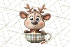 Christmas Teacup Clipart PNG Cute Holiday Characters Product Image 4