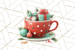 Christmas Teacup Clipart PNG Cute Holiday Characters Product Image 2