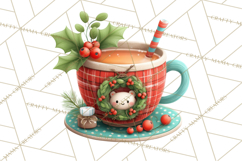 Christmas Teacup Clipart PNG Cute Holiday Characters Product Image 3
