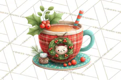 Christmas Teacup Clipart PNG Cute Holiday Characters Product Image 3