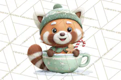 Christmas Teacup Clipart PNG Cute Holiday Characters Product Image 4