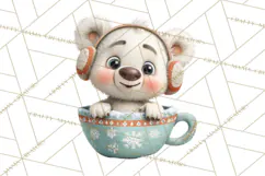 Christmas Teacup Clipart PNG Cute Holiday Characters Product Image 5