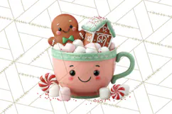 Christmas Teacup Clipart PNG Cute Holiday Characters Product Image 2