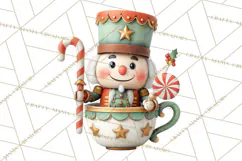 Christmas Teacup Clipart PNG Cute Holiday Characters Product Image 4