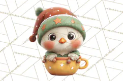 Christmas Teacup Clipart PNG Cute Holiday Characters Product Image 3