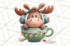 Christmas Teacup Clipart PNG Cute Holiday Characters Product Image 2