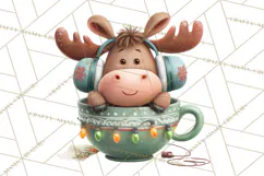 Christmas Teacup Clipart PNG Cute Holiday Characters Product Image 2