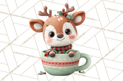 Christmas Teacup Clipart PNG Cute Holiday Characters Product Image 3