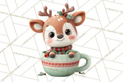 Christmas Teacup Clipart PNG Cute Holiday Characters Product Image 3