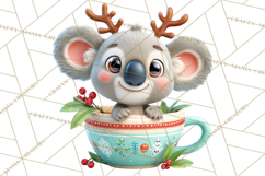 Christmas Teacup Clipart PNG Cute Holiday Characters Product Image 5