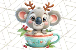 Christmas Teacup Clipart PNG Cute Holiday Characters Product Image 5