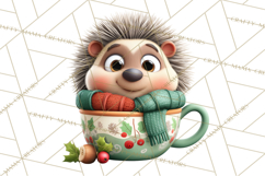 Christmas Teacup Clipart PNG Cute Holiday Characters Product Image 3