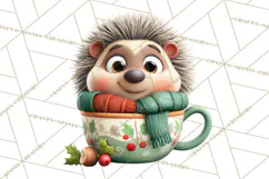 Christmas Teacup Clipart PNG Cute Holiday Characters Product Image 3