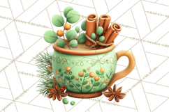 Christmas Teacup Clipart PNG Cute Holiday Characters Product Image 4