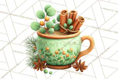 Christmas Teacup Clipart PNG Cute Holiday Characters Product Image 4