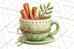 Christmas Teacup Clipart PNG Cute Holiday Characters Product Image 5
