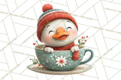 Christmas Teacup Clipart PNG Cute Holiday Characters Product Image 2