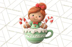 Christmas Teacup Clipart PNG Cute Holiday Characters Product Image 3