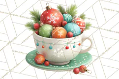 Christmas Teacup Clipart PNG Cute Holiday Characters Product Image 4