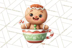 Christmas Teacup Clipart PNG Cute Holiday Characters Product Image 5