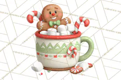 Christmas Teacup Clipart PNG Cute Holiday Characters Product Image 4