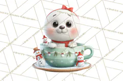 Christmas Teacup Clipart PNG Cute Holiday Characters Product Image 5