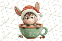 Christmas Teacup Clipart PNG Cute Holiday Characters Product Image 2