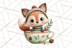 Christmas Teacup Clipart PNG Cute Holiday Characters Product Image 3