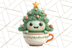 Christmas Teacup Clipart PNG Cute Holiday Characters Product Image 5