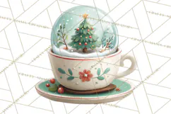 Christmas Teacup Clipart PNG Cute Holiday Characters Product Image 2