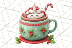 Christmas Teacup Clipart PNG Cute Holiday Characters Product Image 3