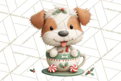 Christmas Teacup Clipart PNG Cute Holiday Characters Product Image 4