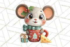 Christmas Teacup Clipart PNG Cute Holiday Characters Product Image 2