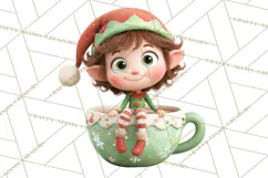 Christmas Teacup Clipart PNG Cute Holiday Characters Product Image 3