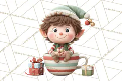 Christmas Teacup Clipart PNG Cute Holiday Characters Product Image 5