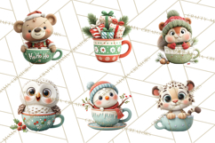 Christmas Teacup Clipart PNG Cute Holiday Characters Product Image 8