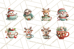 Christmas Teacup Clipart PNG Cute Holiday Characters Product Image 2