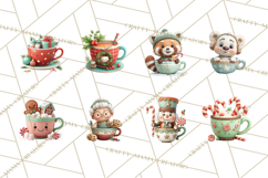 Christmas Teacup Clipart PNG Cute Holiday Characters Product Image 4