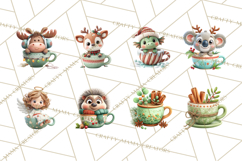 Christmas Teacup Clipart PNG Cute Holiday Characters Product Image 6