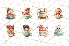 Christmas Teacup Clipart PNG Cute Holiday Characters Product Image 3