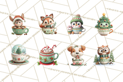 Christmas Teacup Clipart PNG Cute Holiday Characters Product Image 5