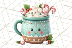 Christmas Teacup Clipart PNG Cute Holiday Characters Product Image 3