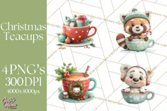 Christmas Teacup Clipart PNG Cute Holiday Characters Product Image 1