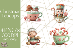 Christmas Teacup Clipart PNG Cute Holiday Characters Product Image 1