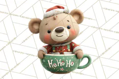 Christmas Teacup Clipart PNG Cute Holiday Characters Product Image 4