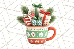 Christmas Teacup Clipart PNG Cute Holiday Characters Product Image 5