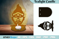 Gnome Christmas Tealight Candle Holder Lasercut Product Image 1
